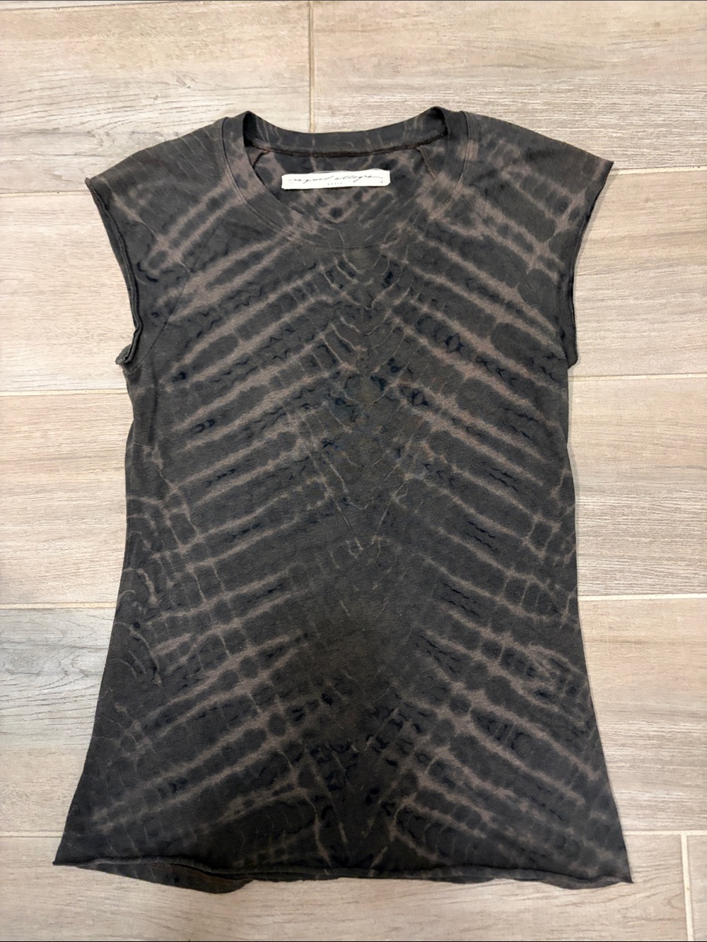 Raquel Allegra Black Tie-Dye Cap Sleeve Tank